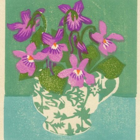 "Violet Teacup" woodblock print by Matt Underwood